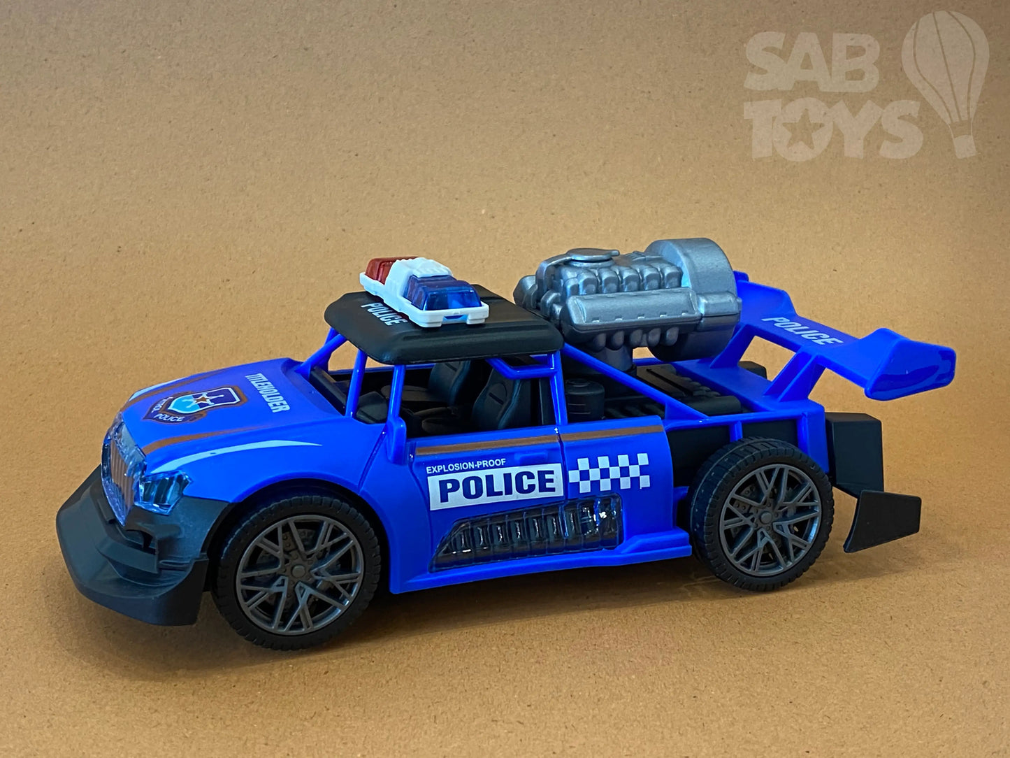 Police Patrol Car Toy with Spray, Lights, and Music