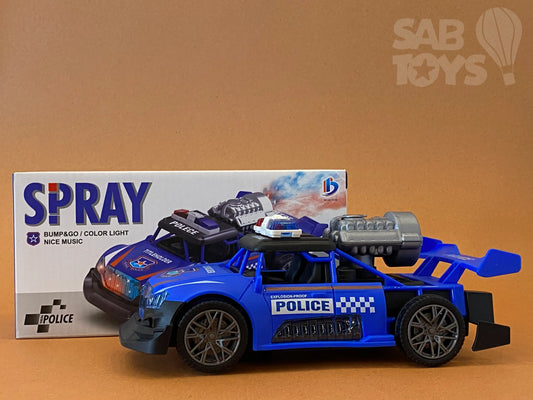 Police Patrol Car Toy with Spray, Lights, and Music